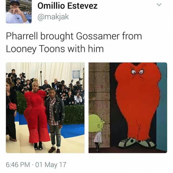 Helen Lasichanh - Omillio Estevez Pharrell brought Gossamer from Looney Toons with him 01 May 17