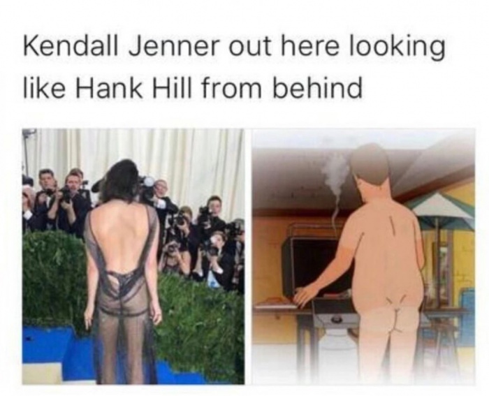 memes - king of the hill ass tattoo - Kendall Jenner out here looking Hank Hill from behind