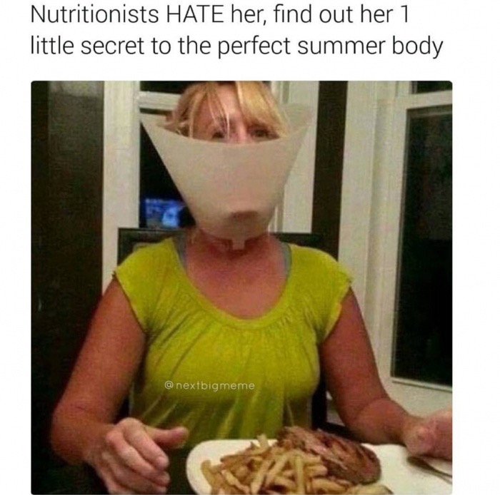 meme - photo caption - Nutritionists Hate her, find out her 1 little secret to the perfect summer body