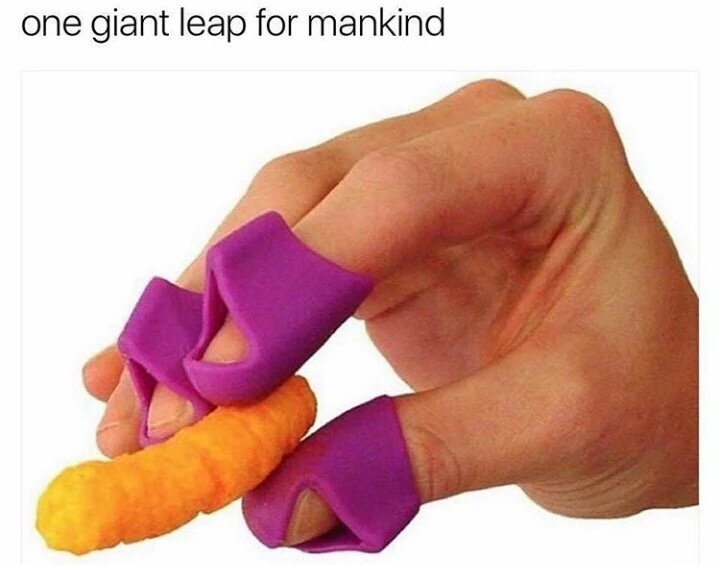 memes - cheeto finger covers - one giant leap for mankind