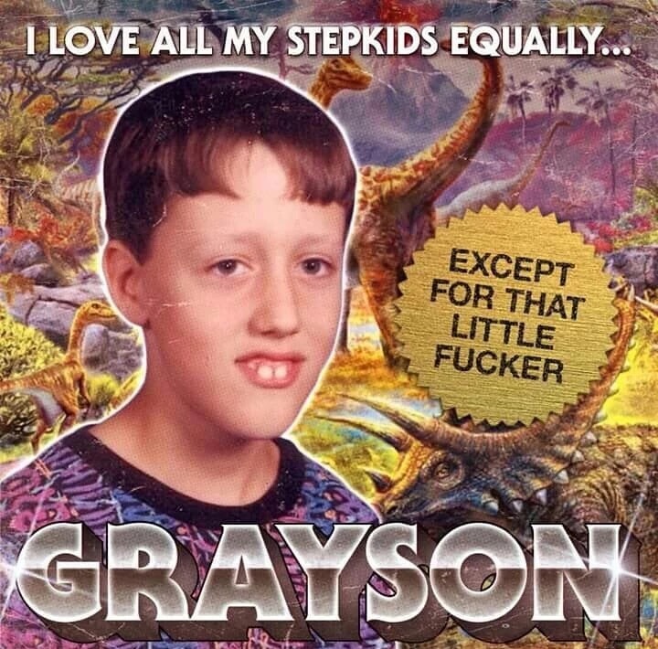 love all my children accept that fucker grayson - I Love All My Stepkids Equally... Except For That Little Fucker