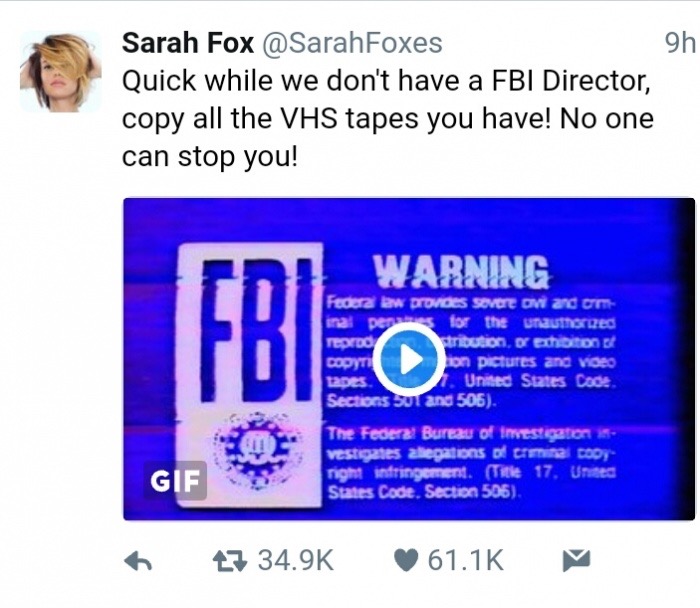 fbi warning on movies - 9h Sarah Fox Foxes Quick while we don't have a Fbi Director, copy all the Vhs tapes you have! No one can stop you! Warning Fro er law provide severe on and on for the unauthores Tedido tribution, or exhibition Bodyti on pictures an