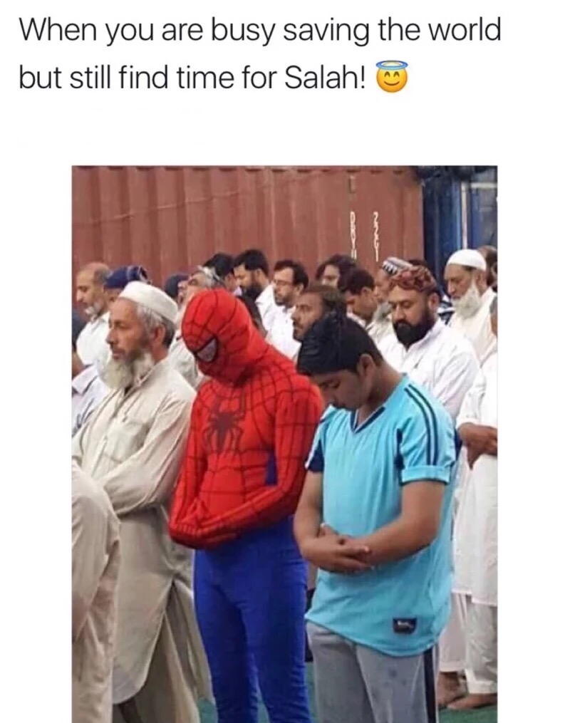 you realize only allah can defeat thanos - When you are busy saving the world but still find time for Salah!