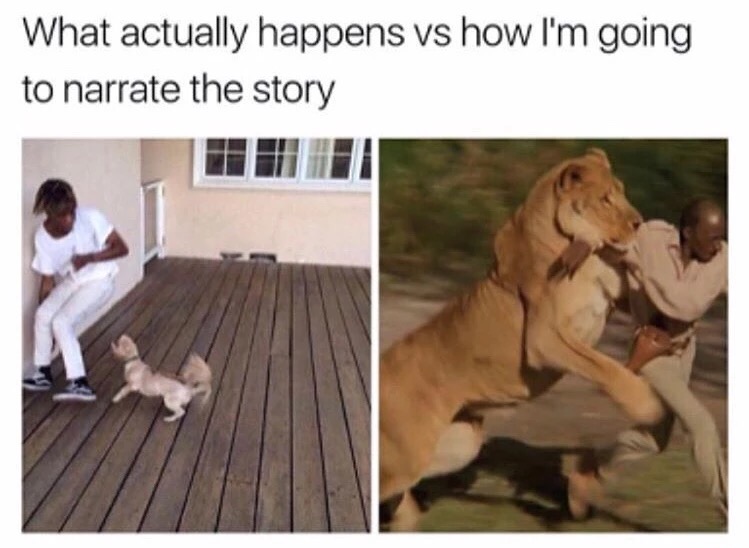 actually happened meme - What actually happens vs how I'm going to narrate the story