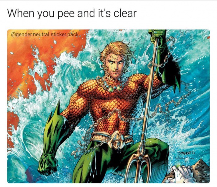 aquaman dc comics - When you pee and it's clear .neutral.sticker.pack. Simlee