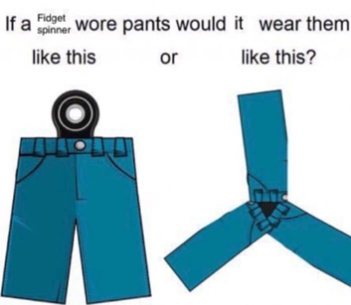 if a fidget spinner wore pants - If a speler wore pants would it wear them this or this?