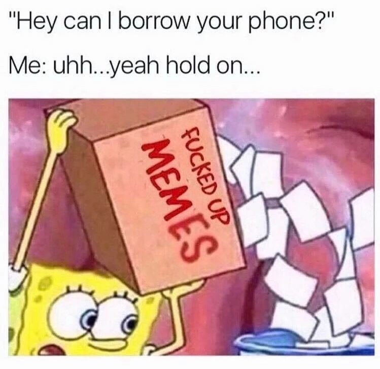 can i borrow your phone meme - "Hey can I borrow your phone?" Me uhh...yeah hold on... Memes Fucked Up