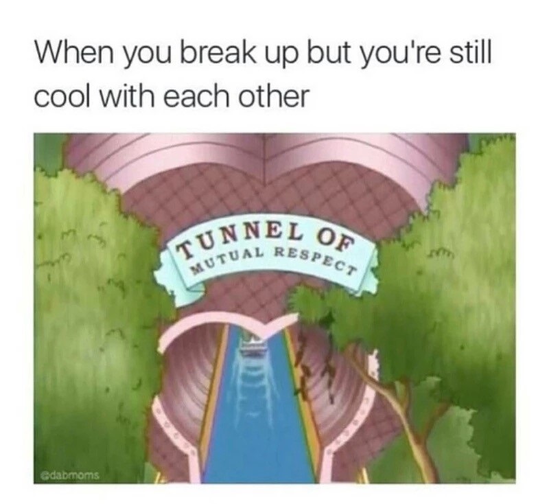 tunnel of mutual respect meme - When you break up but you're still cool with each other Unnel O Tual Resp Espect Mutu Gdabmoms