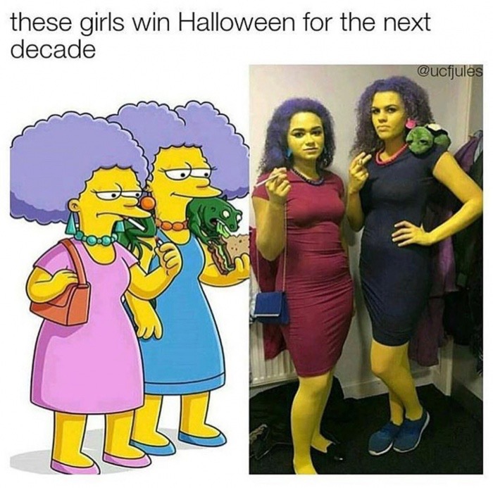meme stream - meme dress up day - these girls win Halloween for the next decade