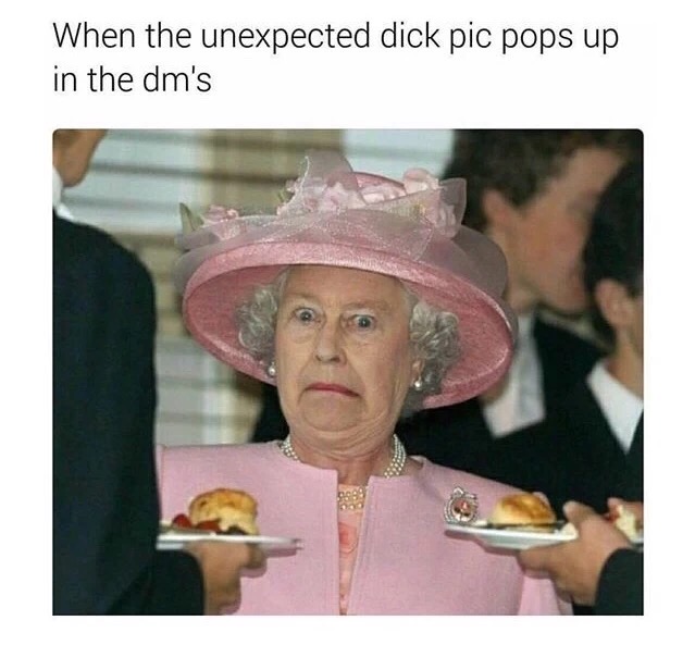 meme stream - queen of england gif - When the unexpected dick pic pops up in the dm's