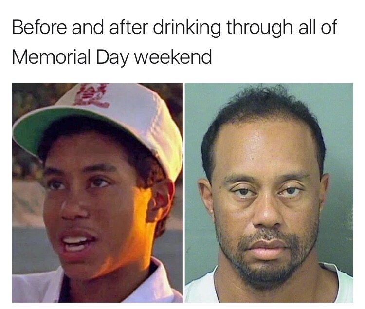 tiger woods mugshot - Before and after drinking through all of Memorial Day weekend