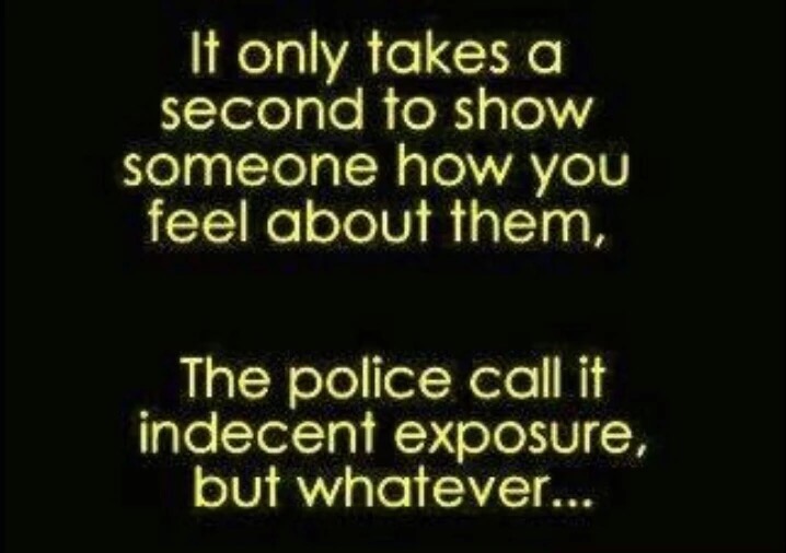 funny innuendo memes - It only takes a second to show someone how you feel about them, The police call it indecent exposure, but whatever...
