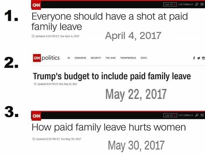 Meme about CNN Headlines on Paid Family Leave