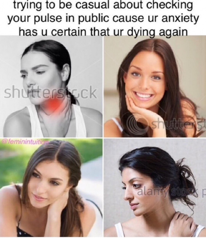 black hair - trying to be casual about checking your pulse in public cause ur anxiety has u certain that ur dying again shutterstock shutters alam sto