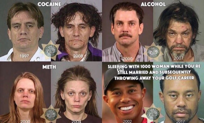 drugs to mugs - Cocaine Alcohol 1997 2008 Meth 2000 2007 Sleeping With 1000 Woman While You'Re Still Married And Subsequently Throwing Away Your Golf Career 2000 2004 2002