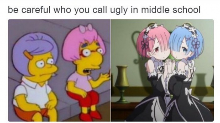memes - simpsons re zero - be careful who you call ugly in middle school