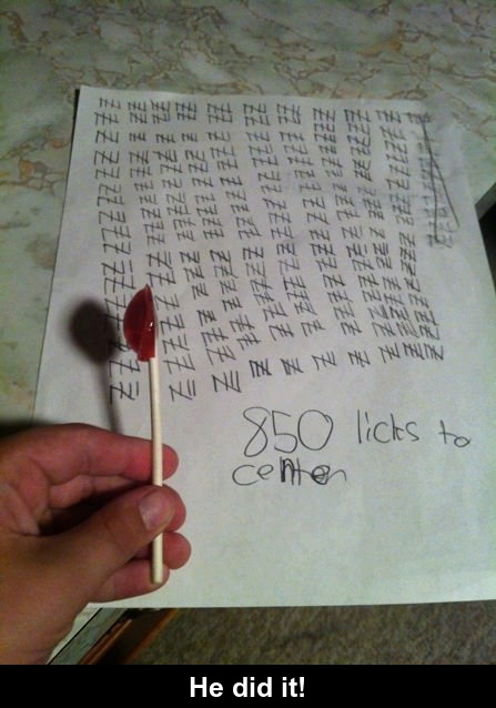 How many licks to the center of a lollipop