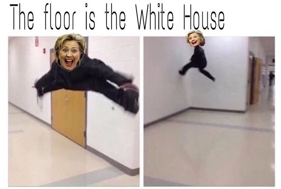 Hilary playing Floor Is Lava but the floor is the Whitehouse