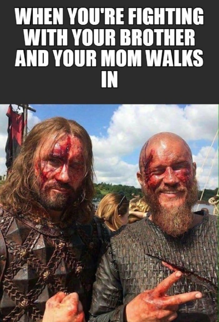 memes - vikings humour - When You'Re Fighting With Your Brother And Your Mom Walks