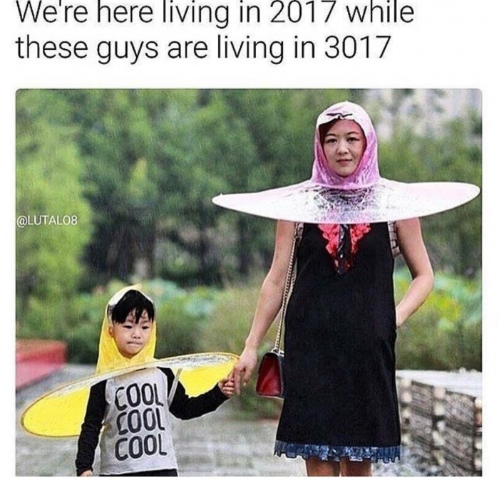 memes - ufo umbrella - We're here living in 2017 while these guys are living in 3017