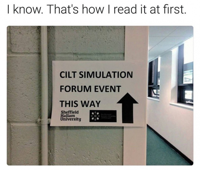 memes - you read that wrong adult - I know. That's how I read it at first. Cilt Simulation Forum Event This Way Sheffield Hallam University