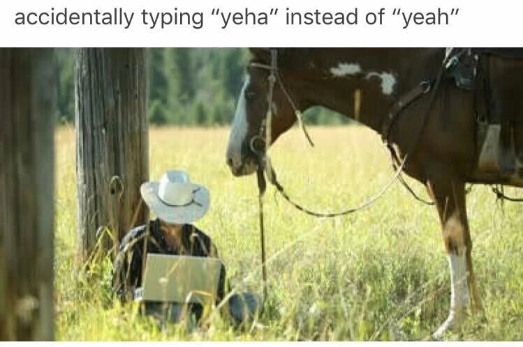 you accidentally type yeha - accidentally typing "yeha" instead of "yeah"