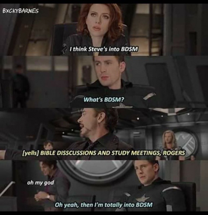 Captain America learning what BDSM means.
