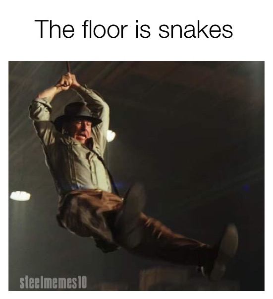 Indiana Jones playing the Floor Is Snakes.