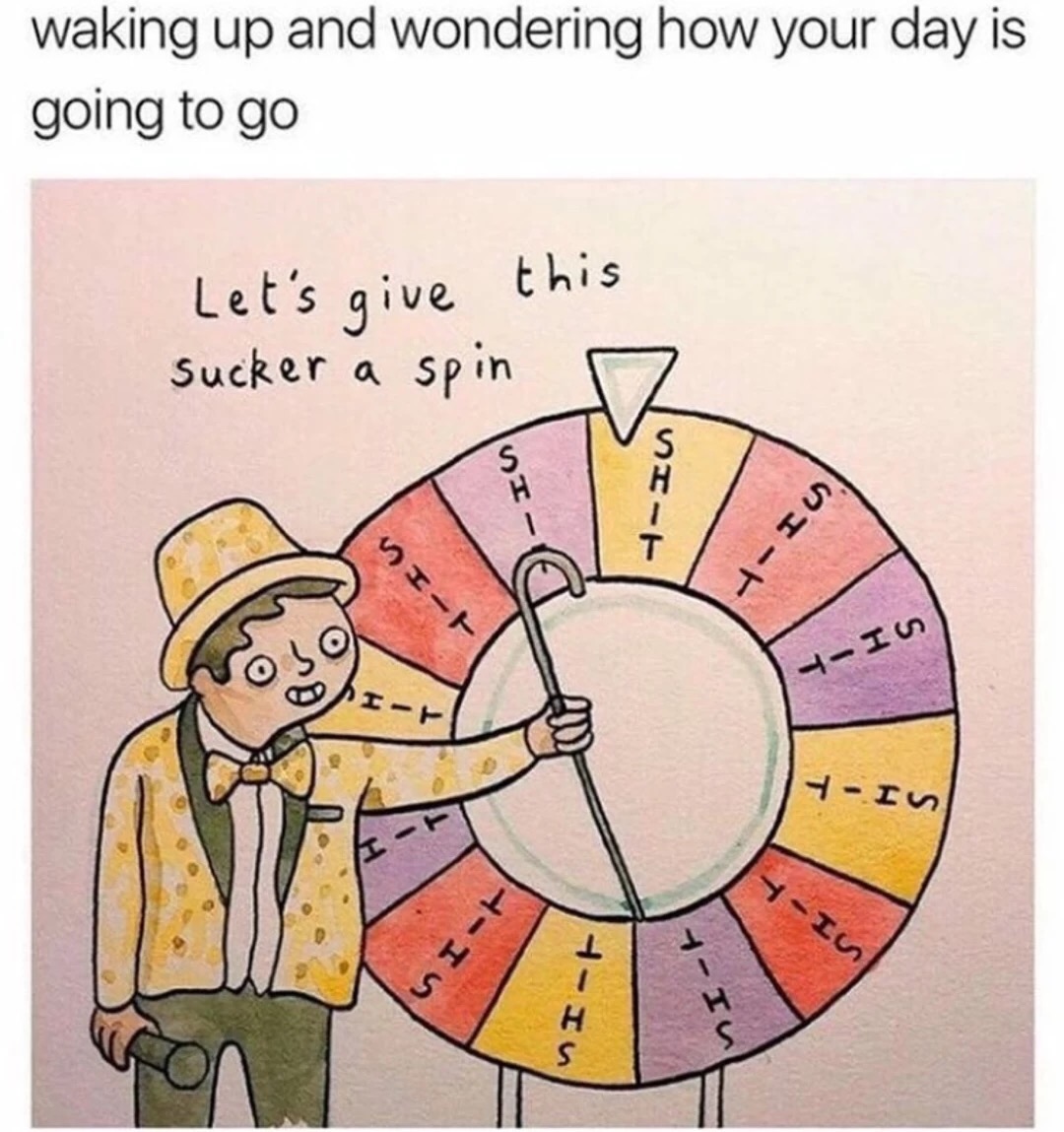 Wheel of fortune cartoon about horrible situations