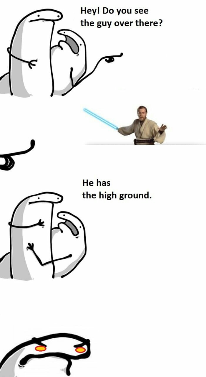 Meme of THAT GUY against a Jedi