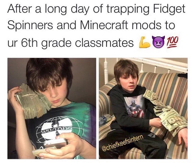 meme - kylie jenner and tyga memes - After a long day of trapping Fidget Spinners and Minecraft mods to ur 6th grade classmates L 100