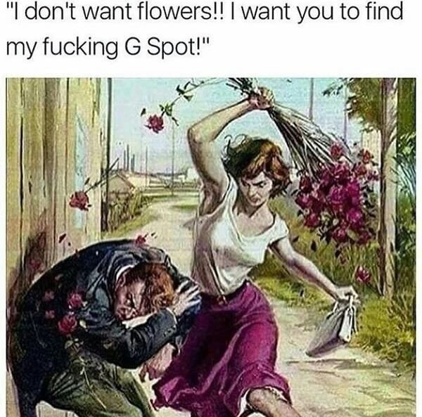 meme stream - don t want flowers i want a t - "I don't want flowers!! I want you to find my fucking G Spot!"
