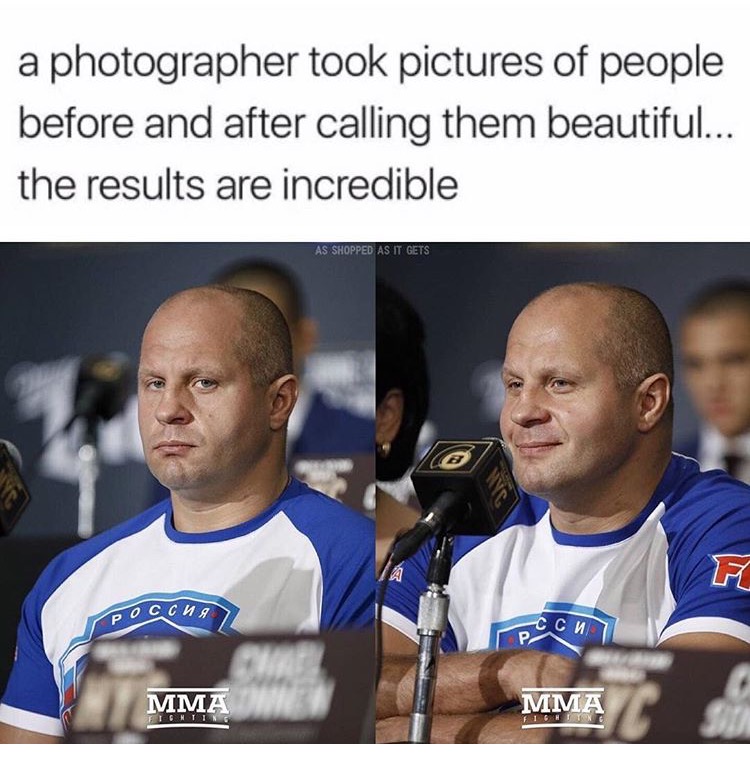 meme stream - photo caption - a photographer took pictures of people before and after calling them beautiful... the results are incredible As Shopped As It Gets Mma Mma Fighting