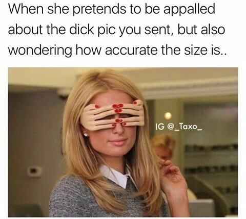 meme - bizarre glasses - When she pretends to be appalled about the dick pic you sent, but also wondering how accurate the size is.. Ig