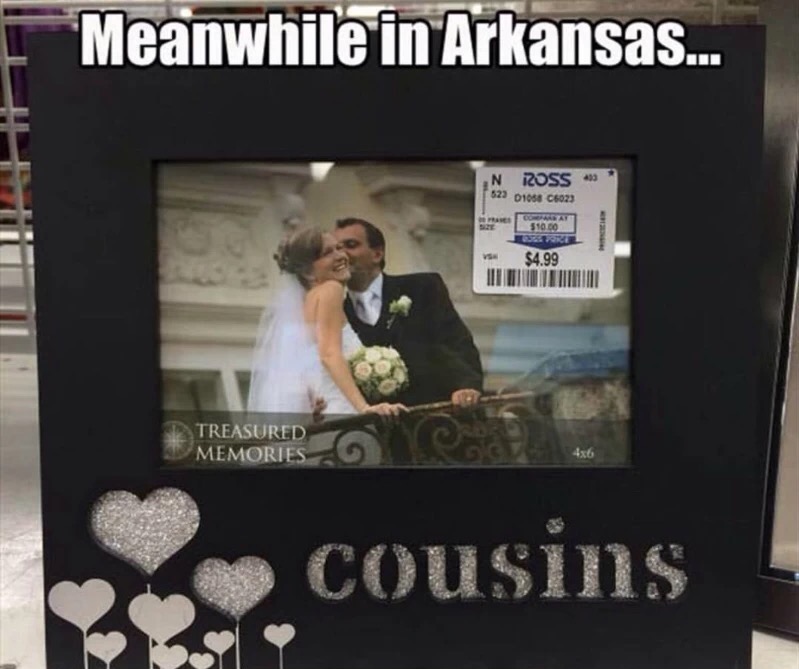meme - meanwhile in arkansas memes - Meanwhile in Arkansas... N Ross 523 01058 C6023 $10.00 $4.99 Tum Treasured Memories cousins