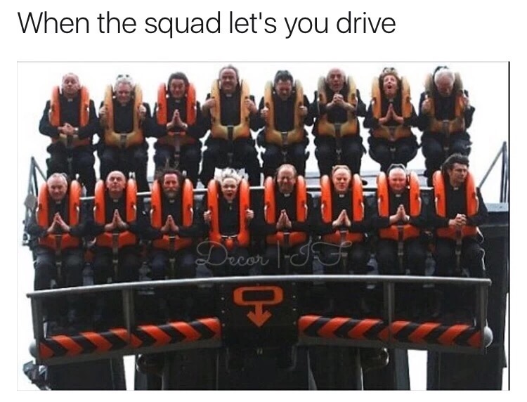 meme stream - theme park rides - When the squad let's you drive