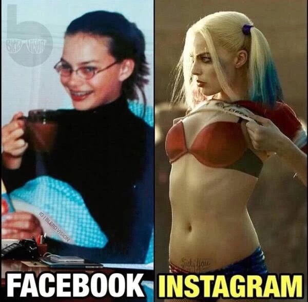 memes - Meme margot robbie instagram vs facebook