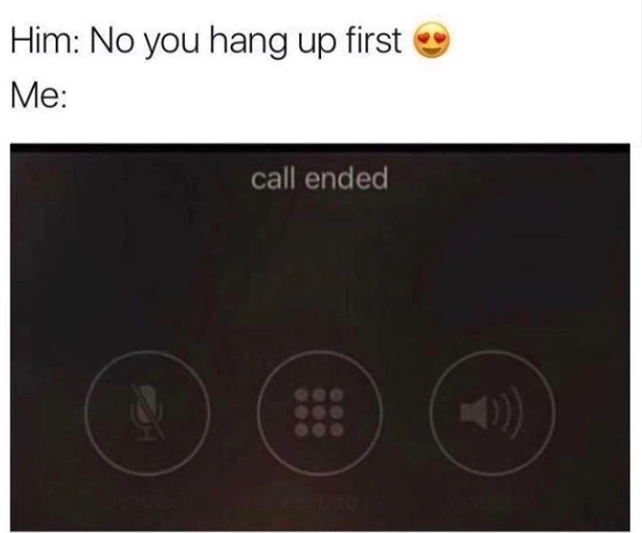 memes - electronics - Him No you hang up first Me call ended