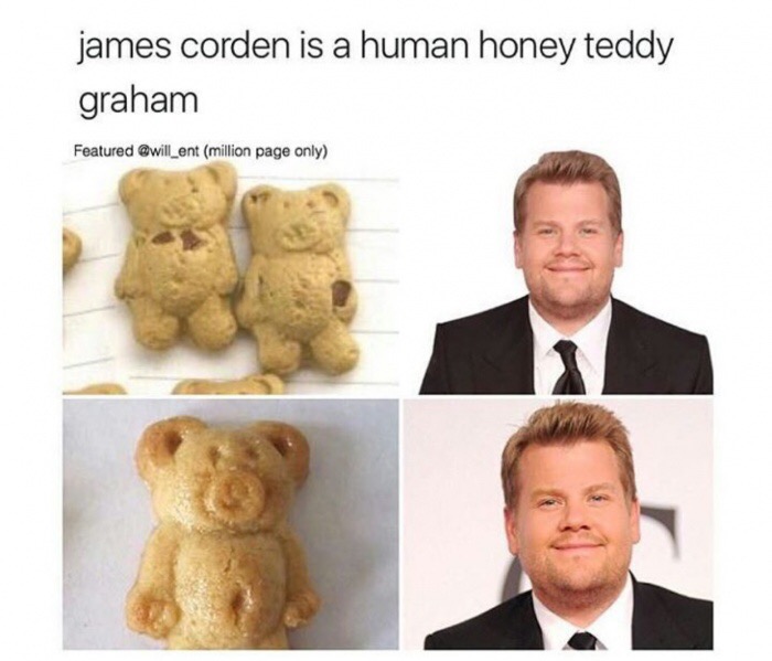memes - james corden teddy graham - james corden is a human honey teddy graham Featured million page only