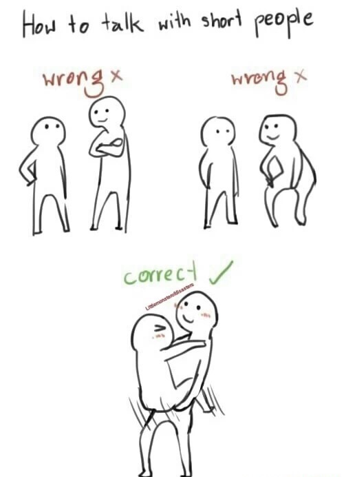memes - talk to short people lewd - How to talk with short people wrong x wrong x correct