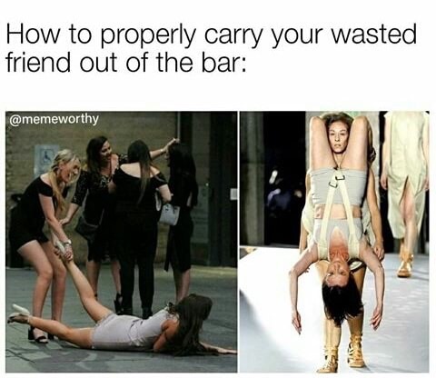 memes - shoulder - How to properly carry your wasted friend out of the bar