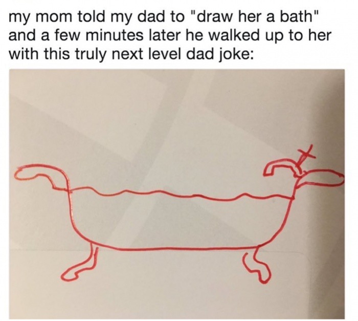 memes - animal - my mom told my dad to "draw her a bath" and a few minutes later he walked up to her with this truly next level dad joke