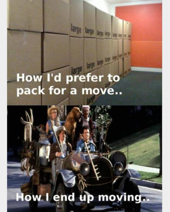 meme - moving memes - large large large apa larog lage de large How I'd prefer to pack for a move.. How I end up moving.