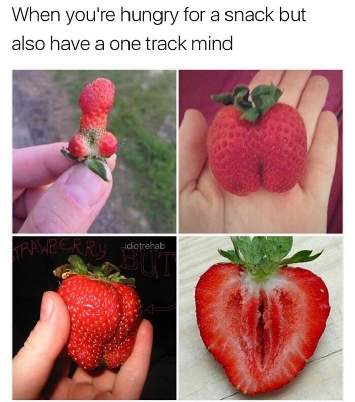 meme - sex strawberries meme - When you're hungry for a snack but also have a one track mind Hearu idiotrehab idiotrehab