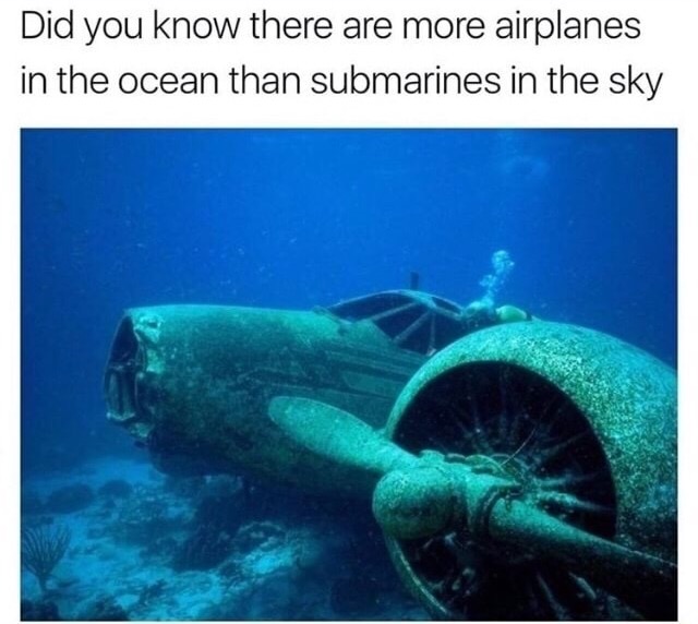meme - there are more airplanes in the ocean than submarines in the sky - Did you know there are more airplanes in the ocean than submarines in the sky