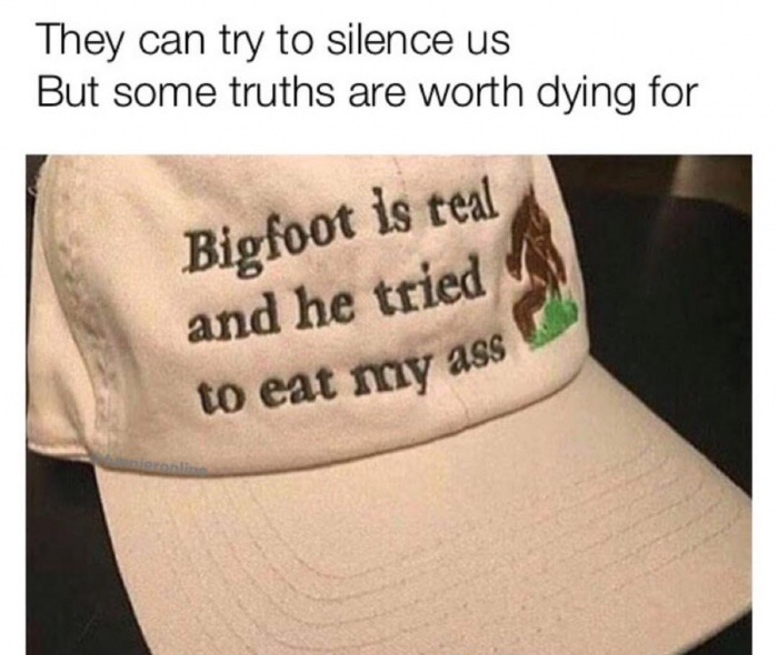 baseball cap - They can try to silence us But some truths are worth dying for Bigfoot is teal and he tried to eat my ass