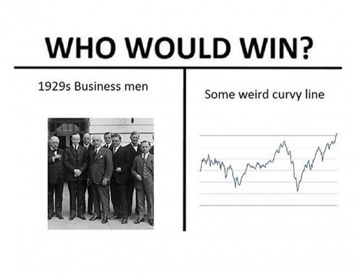 meme stream - would win history memes - Who Would Win? 1929s Business men Some weird curvy line