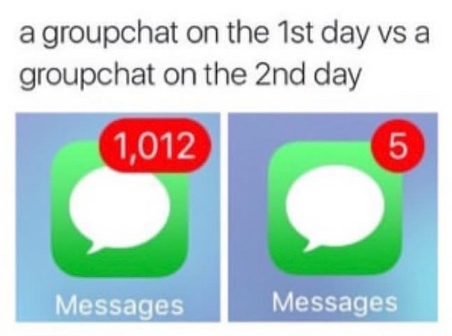 Group chat 1st day VS 2nd day