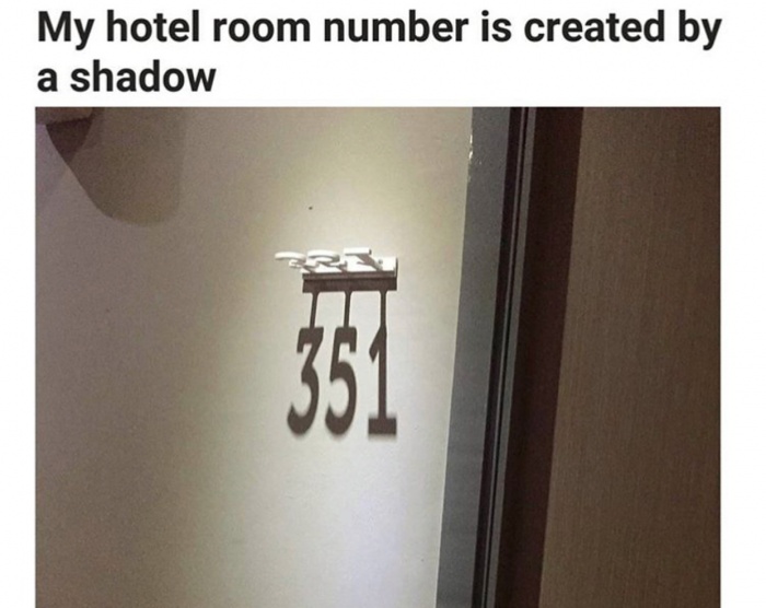 room number sign shadow - My hotel room number is created by a shadow