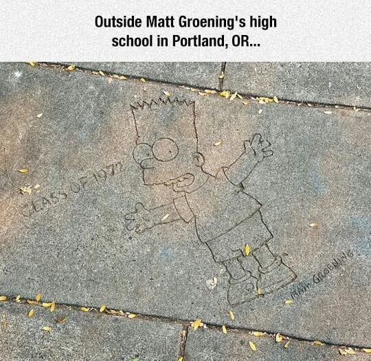 dank meme asphalt - Outside Matt Groening's high school in Portland, Or...